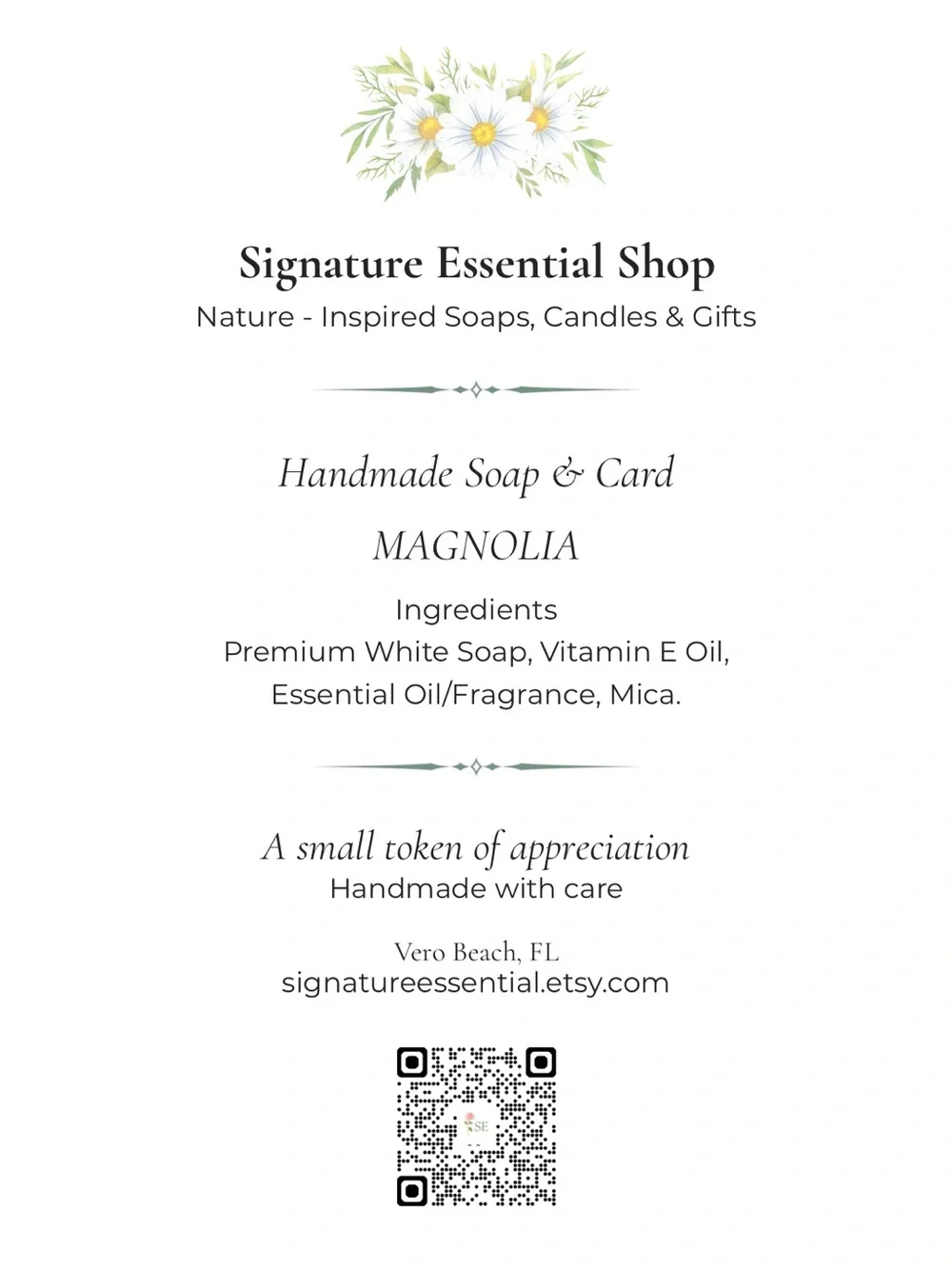 Handmade Daisy Soap Card, Botanical Watercolor Art, Gift For Her